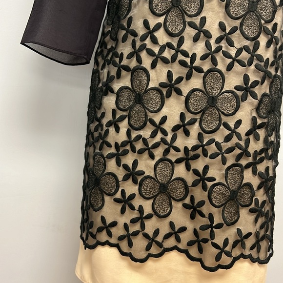 Erin Fetherston Sheer Overlay 3/4 Sleeve Shift Cocktail Dress Size 2 - Picture 4 of 11
